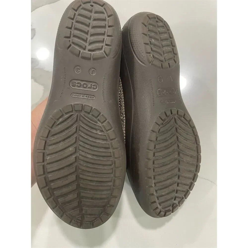 Crocs Girls‎ Youth Penny Loafer Flats Brown Size 3 Closed Toe Slip On